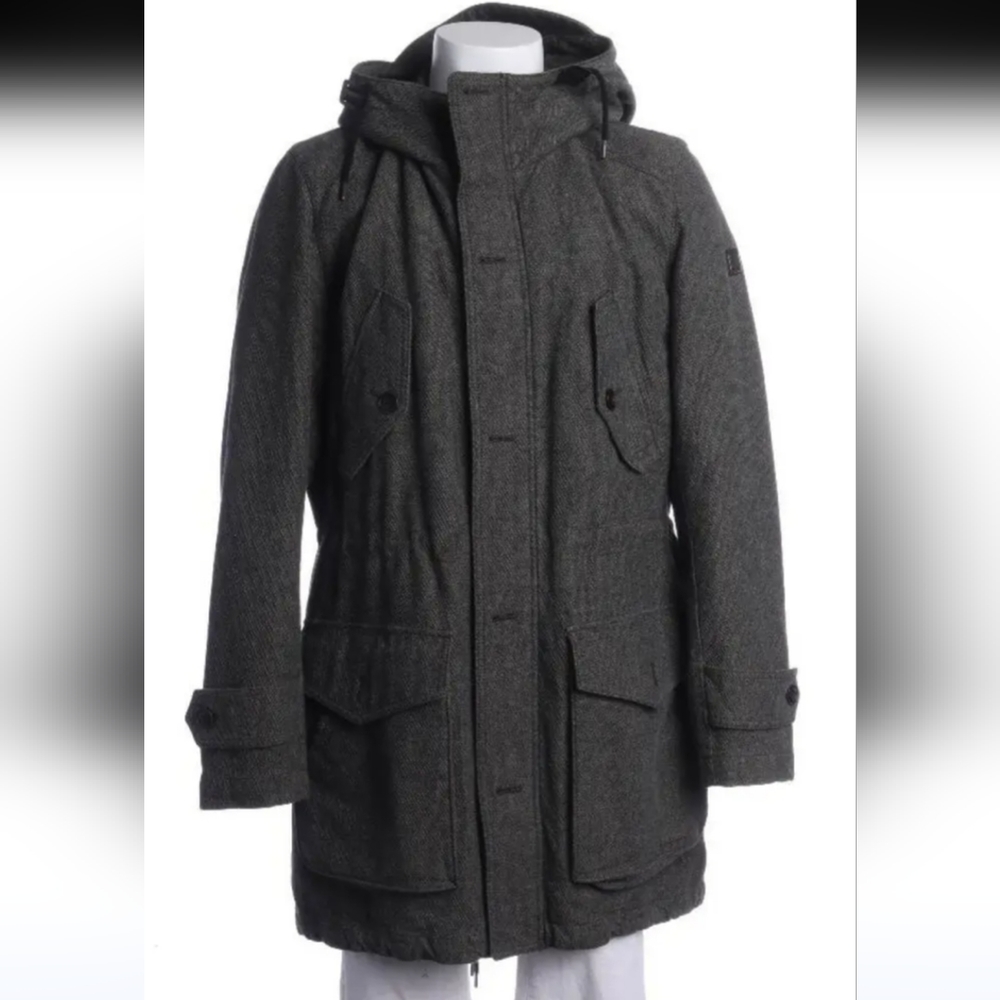 Hugo Boss Orange Grey Gray Heathered Parka Style Coat